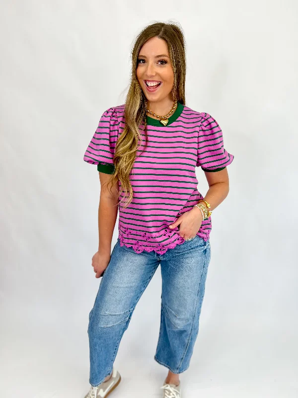 Hot Trends [Entro] Settled Down Striped Knit Top-Orchid