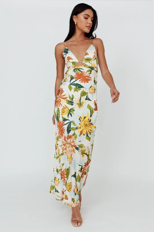 Clothing Sales Dance Again Cut-Out Back Maxi Dress Floral Green