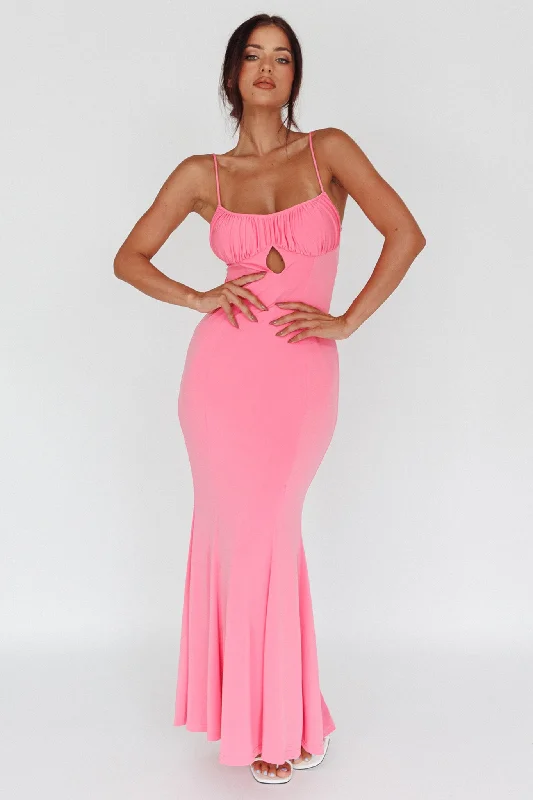 Trendy Women's Wear Marcella Keyhole Bust Maxi Dress Pink