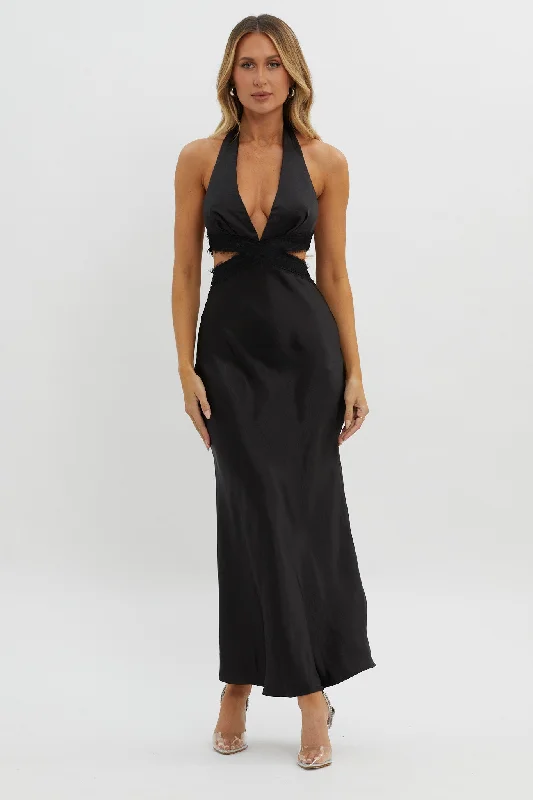 Clearance Event Of Your Dreams Cut-Out Halter Dress Black