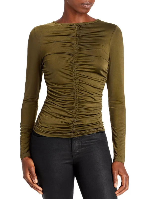 Runway Inspired Wear Womens Ruched Long Sleeve Pullover Top