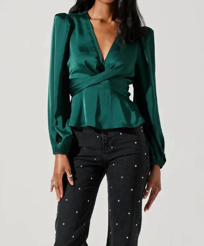 Unique Women's Fashion Pieces Eliana Top In Forest Green