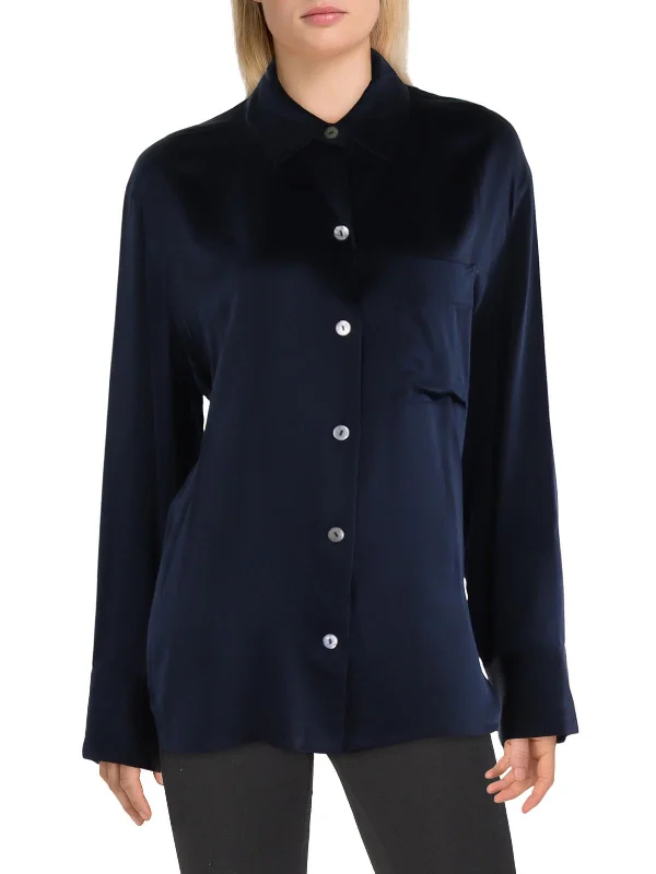 Style Redefined Womens Relaxed Fit Long Sleeve Button-Down Top