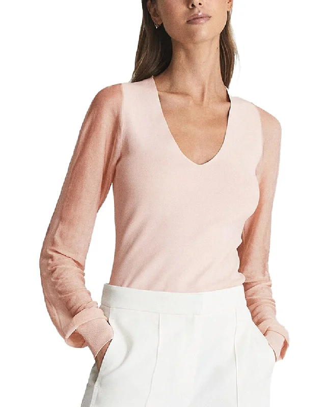 Casual Wear Reiss Sophie Sheer Sleeve Knitted Top