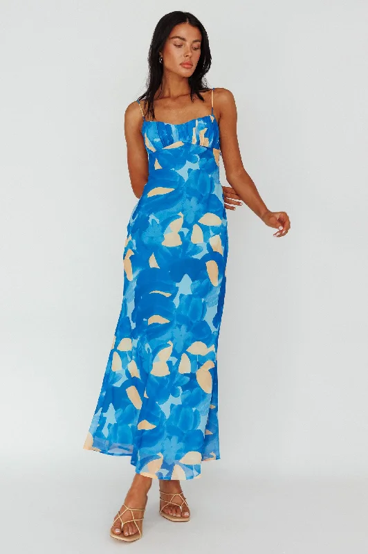 Flash Sales This Week Nerida Twist Back Maxi Dress Print Blue