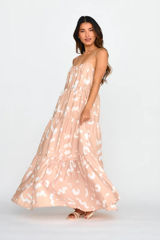 Trend Alert Bora Bora Tied Back Maxi Dress Print Beige