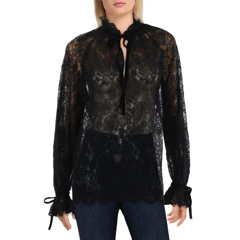 Trendy Street Style Womens Sheer Blouson Pullover Top