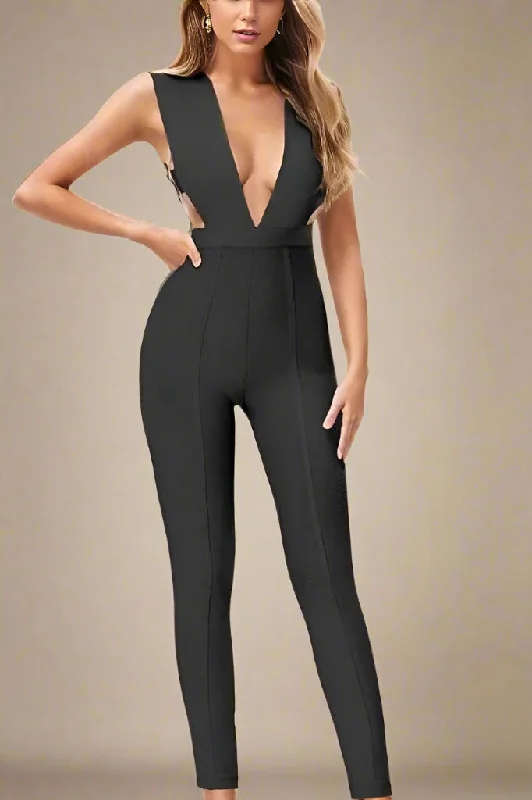 Exclusive Women's Fashion Collection Pia Bandage Pants Jumpsuit - Classic Black