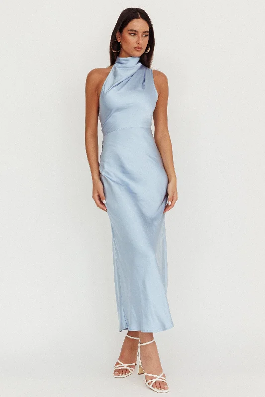 Urban Femme Streetwear Shana Halterneck Maxi Dress Blue