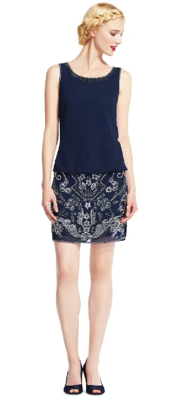 Clothing Brands Adrianna Papell - Bateau Neckline Embellished Short Dress AP1E200231