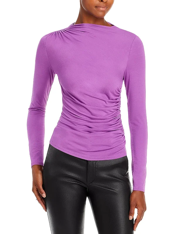 Limited Stock, Big Sale Joelle Womens Mock Neck Ruched Pullover Top