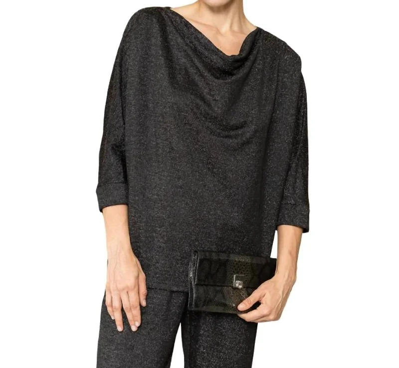 Women's High Street Fashion Kimberly Sparkling Stretch Knit Top In Black