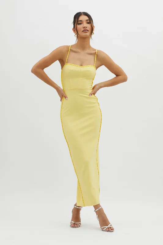 Relaxed Style Future Awaits Lace-Up Back Maxi Dress Yellow