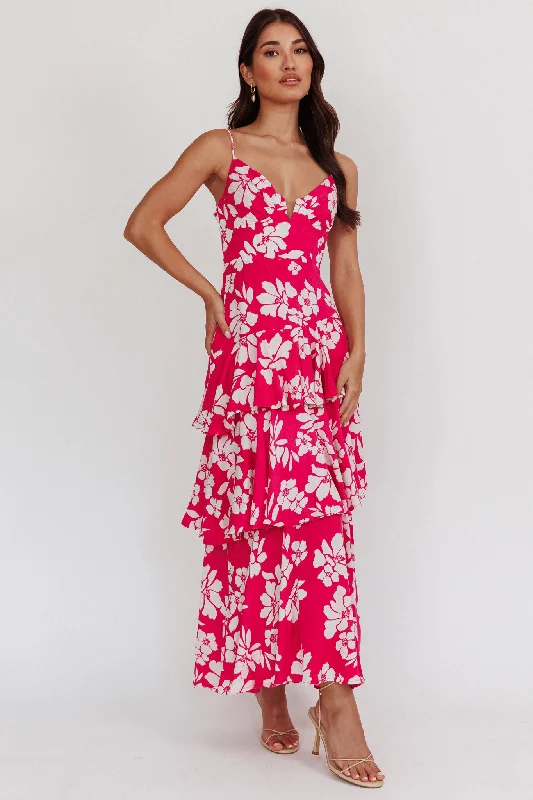 Versatile Wardrobe Essentials Carlo Tiered Ruffle Maxi Dress Pink