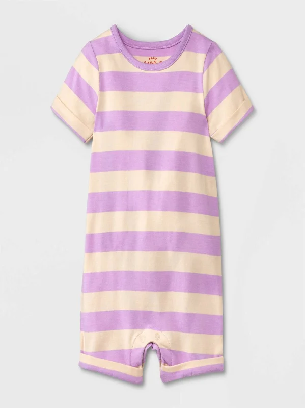 Fashion Frontiers Kids Girl Striped Romper,Light Purple