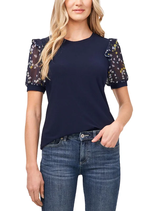 Gorgeous Glamour Collection Womens Floral Print Crewneck Pullover Top