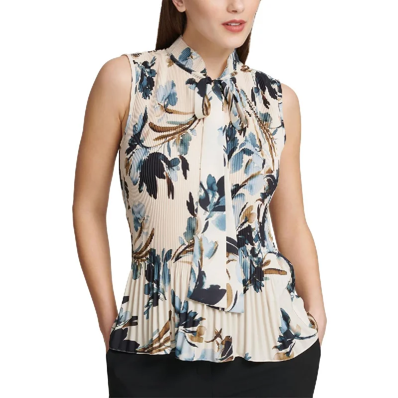 Catch Every Fashion Trend Womens Floral Print Pleated Pullover Top