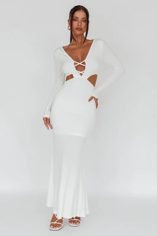 Women's Evening Wear Dress Codes Cut-Out Maxi Dress White