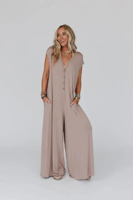 All Season Fashion Collection Daphne Jumpsuit - Mocha