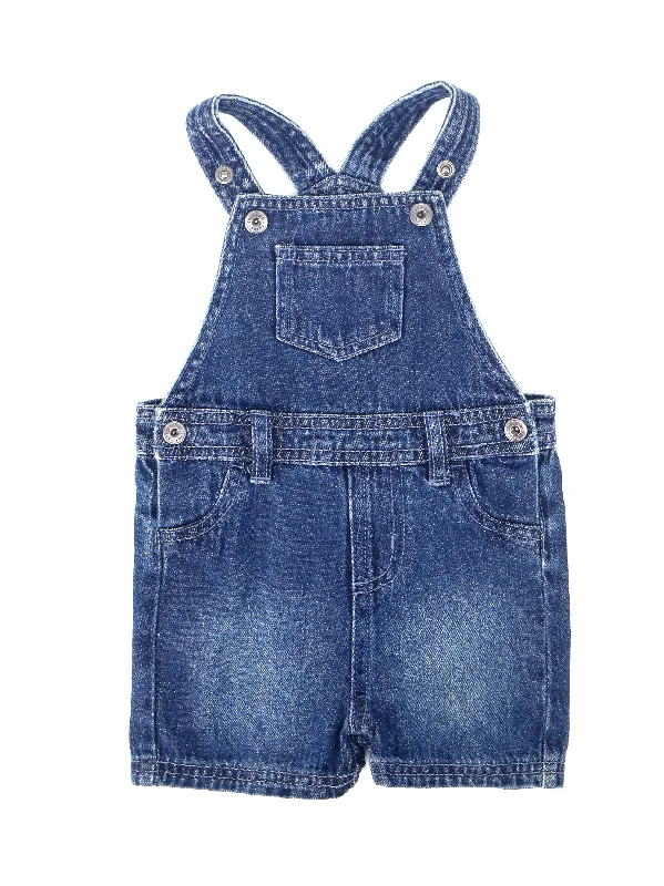 Chic Style, Always In Vogue Kids Girl Plain Solid Denim Jumpsuit,Dark Blue