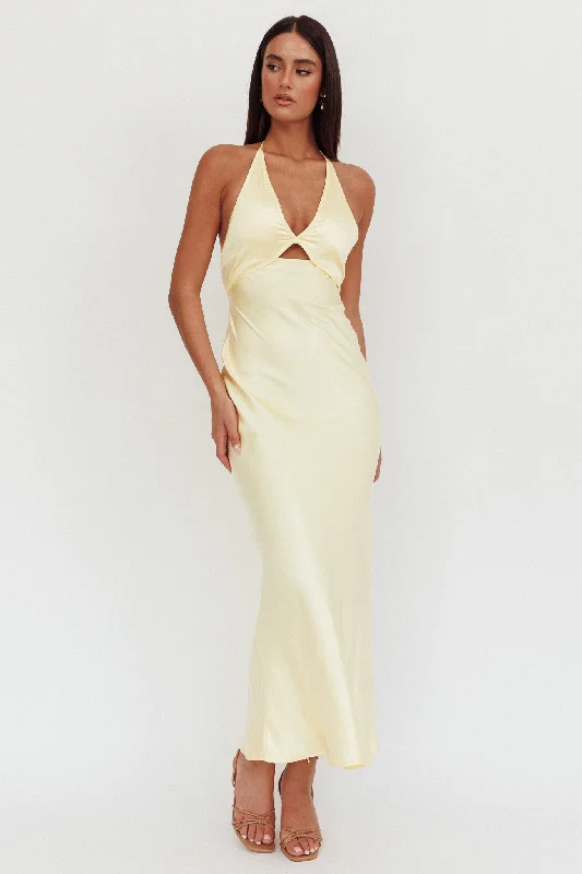 Bold Fashion Jassinta Keyhole Bust Maxi Dress Lemon