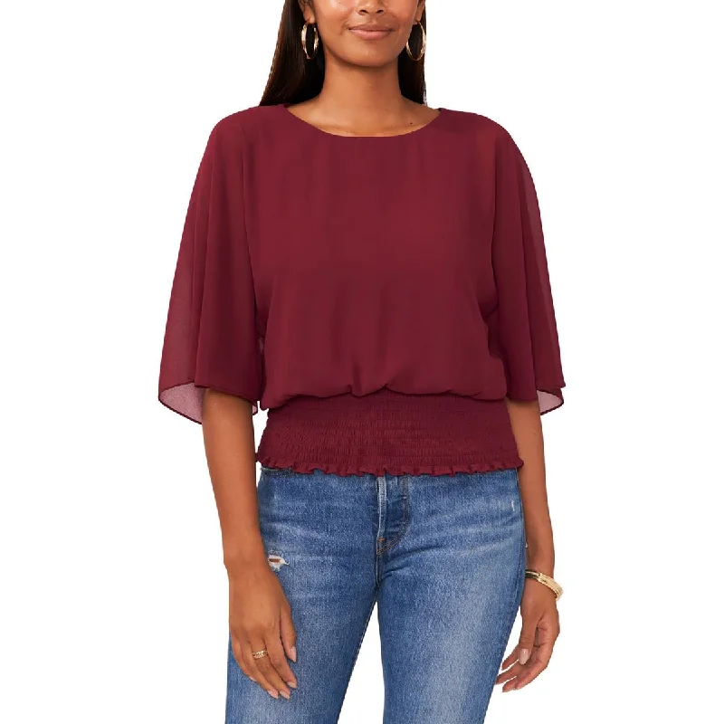 Chic Trend Collection Petites Womens Lined Smocked Pullover Top