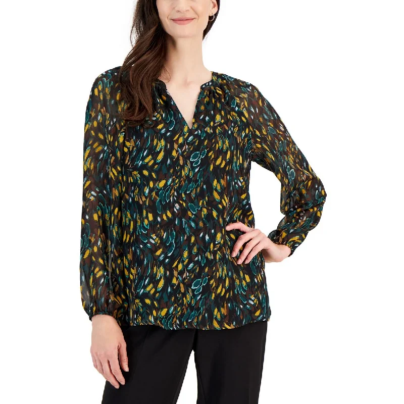 Massive Savings Petites Womens Printed Lined Pullover Top