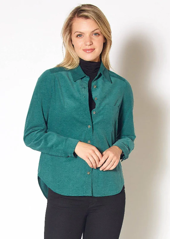 Flash Sale Starts Women's Button Up Corduroy Shirt in Teal