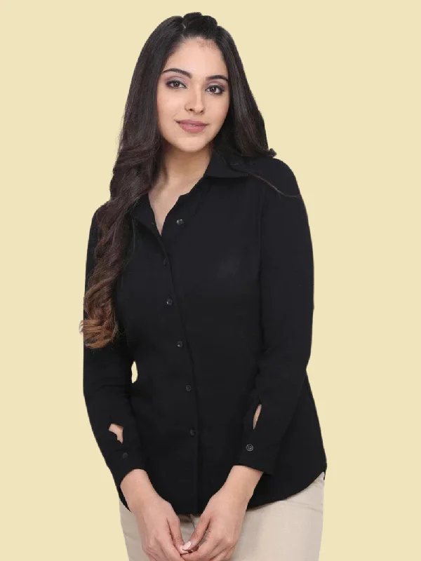 Online Clothing Stores Button Detailed Collared Shirt - Black