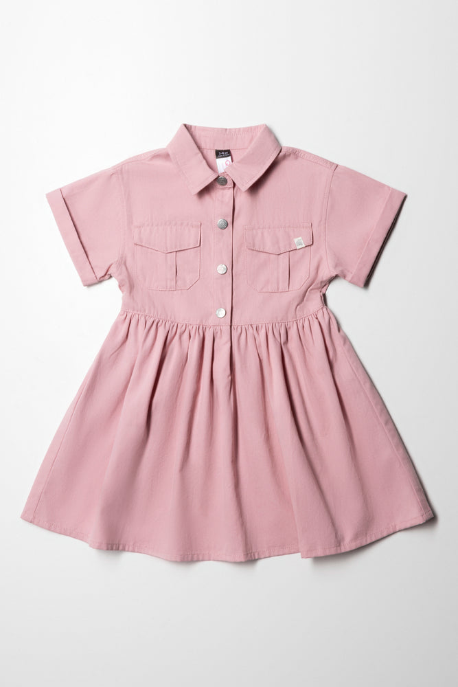 Eclectic Fashion Twill Utility Dress Dusty Pink