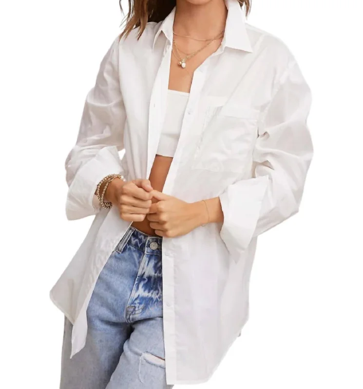 Women Clothes Amy Oversized Button Down Shirt In Classic White