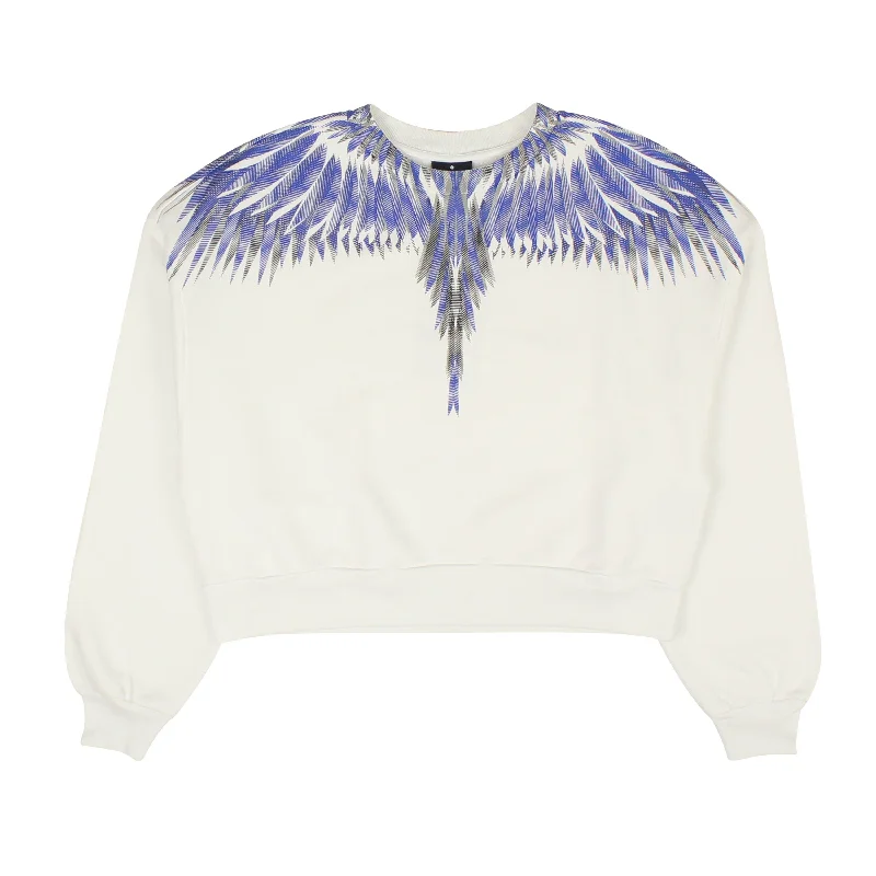 Trend Leading Collection White And Blue SHARP WINGS REGULAR CREWNECK