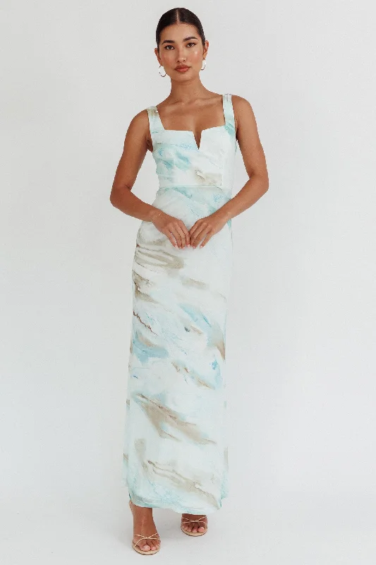 Casual Yet Stylish Separates Jovelle Strappy Back Maxi Dress Marble Blue