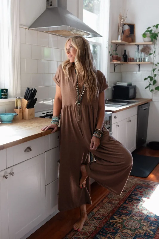 Online Boutiques The Nest Sage and Wildflowers Jumpsuit - Mushroom