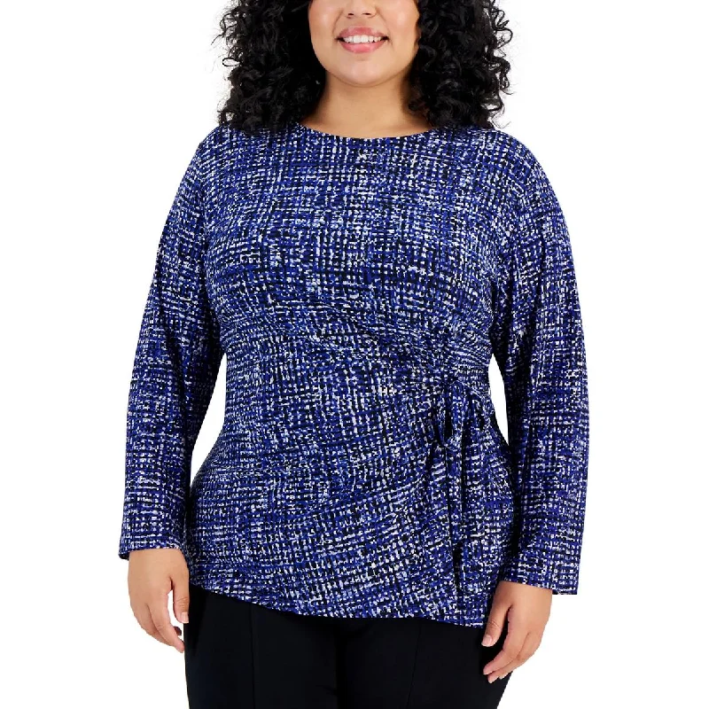 Imeless Style Plus Womens Printed Long Sleeves Pullover Top