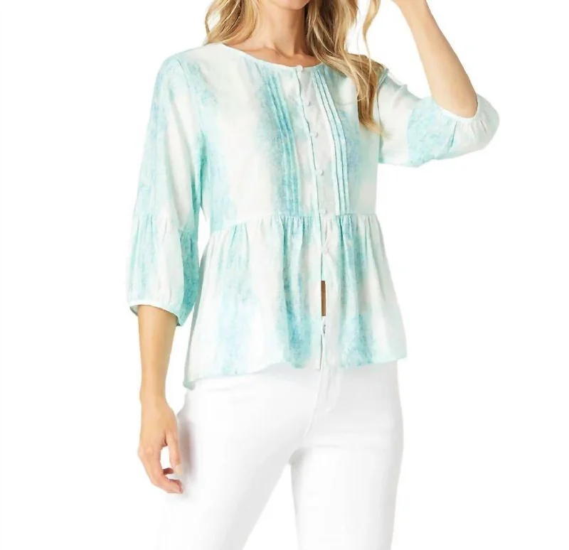 Elegant Women's Clothing Marina Button-Up Top In Seafoam