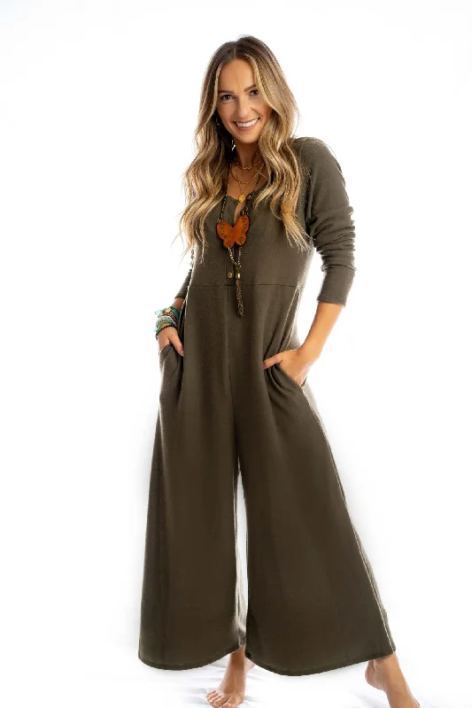 Casual Style for Busy Women Simply Comfort Jumpsuit - Olive