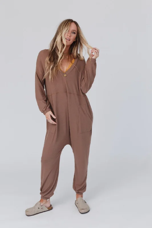 Minimalist Style The Perfect Long Sleeve Harem Jumpsuit - Mushroom