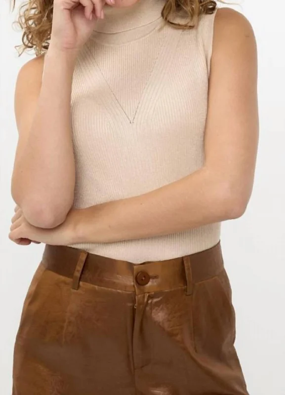 Casual Style for Busy Women Lurex Top In Light Sand