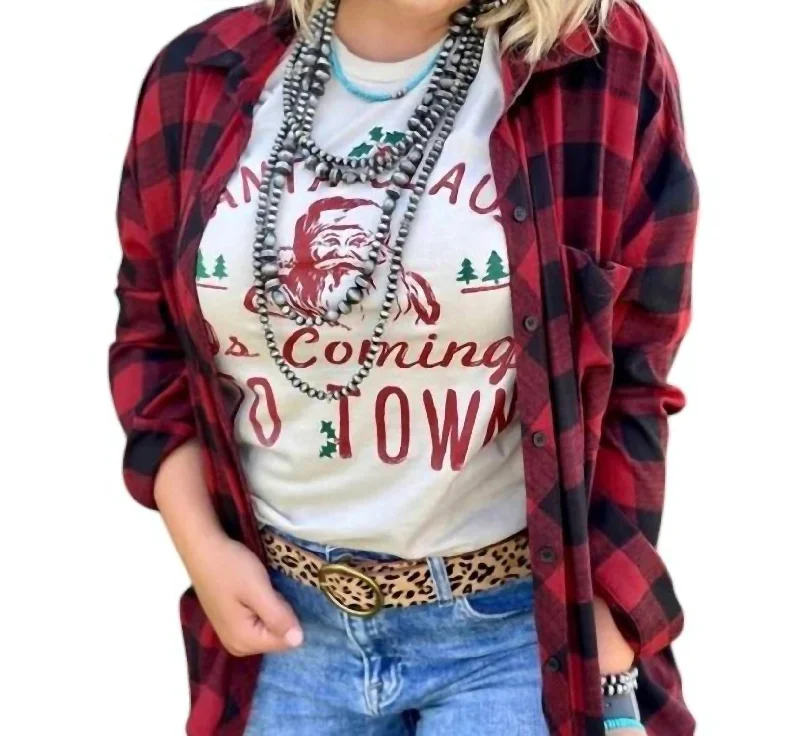 Women's Evening Wear for Special Occasions Vintage Santa Buffalo Plaid Flannel Shirt In Red