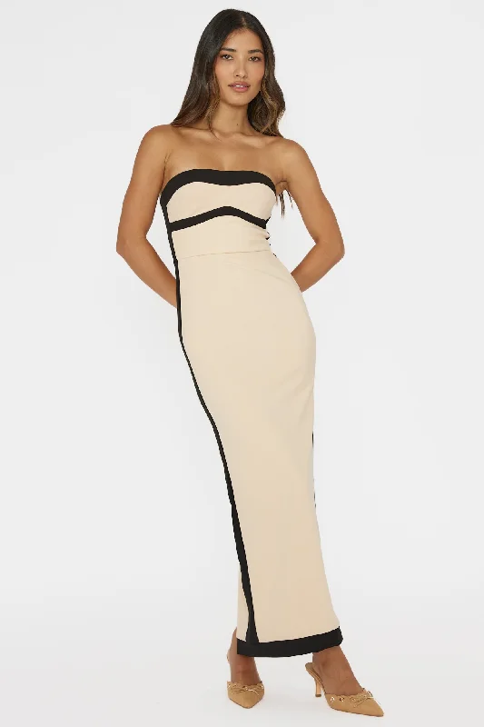 Runway Inspired Wear Tenika Strapless Bodycon Maxi Dress Nude