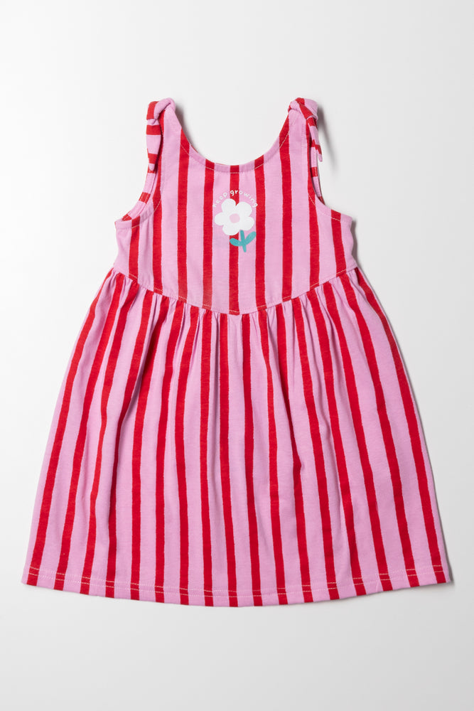 Clothing Store Stripe Sleeveless Dress With Bows Pink And Red