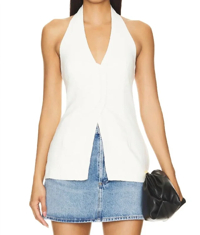 Early Bird Offer Jeanne Halter Neck Top In Cream