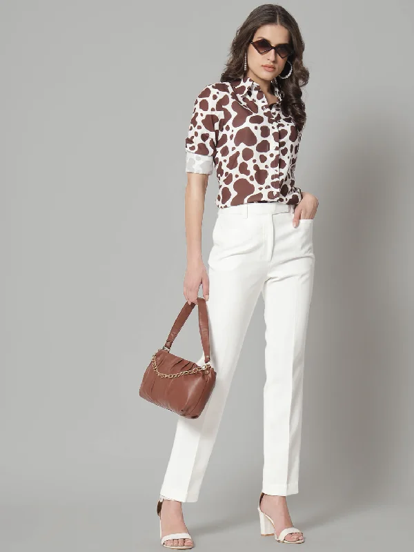 Bundle Offer Printed Collared Shirt- Brown