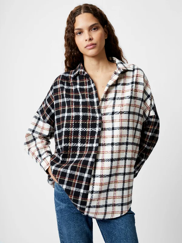 Bold Fashion Mixed Flannel Check Popover Shirt