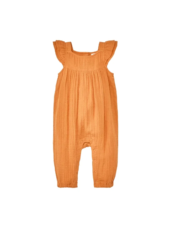 Style Beyond Borders Kids Girl Textured Jumpsuit,Orange