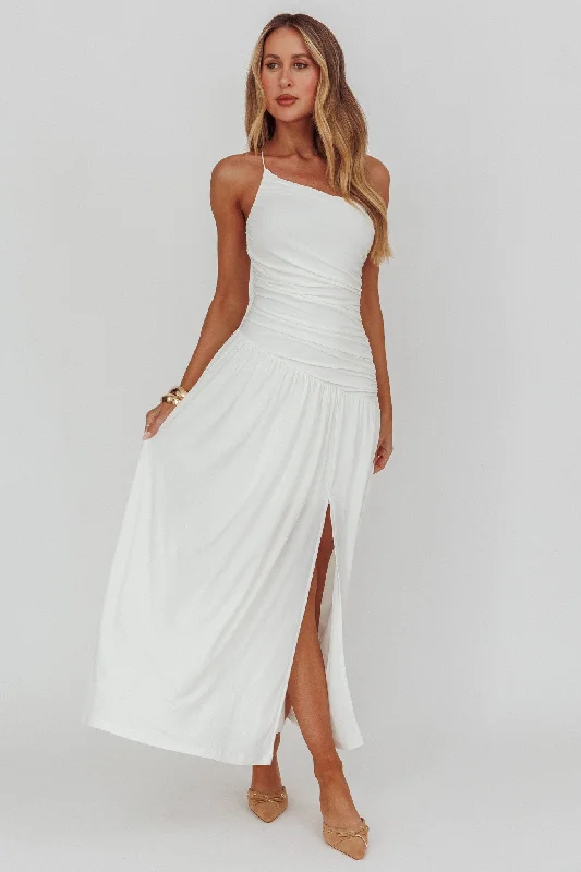 Laid-Back Elegance Destination One-Shoulder Maxi Dress White