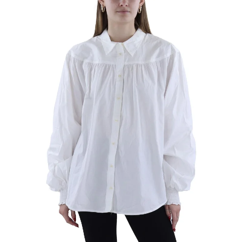 Big Discounts Womens Collar Long Sleeve Button-Down Top