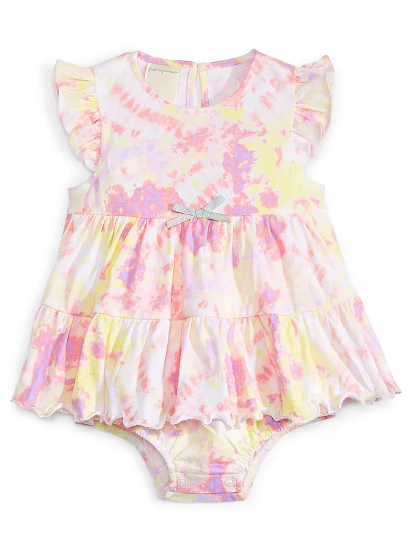 Stay Ahead In Style Kids Girl Tie-Dye Sunsuit,Multi