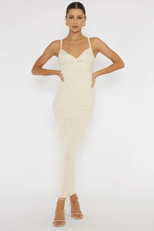 Effortless Style, Endless Impact Lover's High Twist Bust Knit Midi Dress Cream